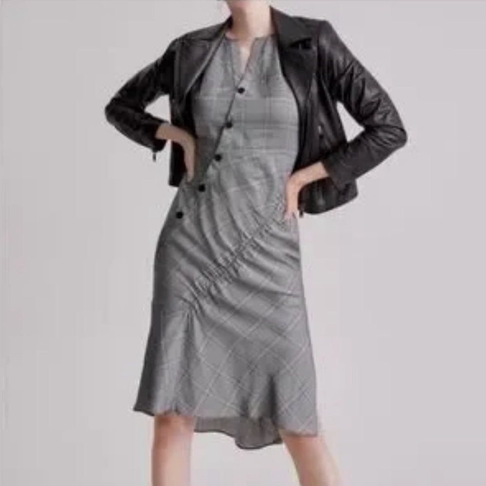Lewit Gray Asymmetrical Dress with Black Jacket